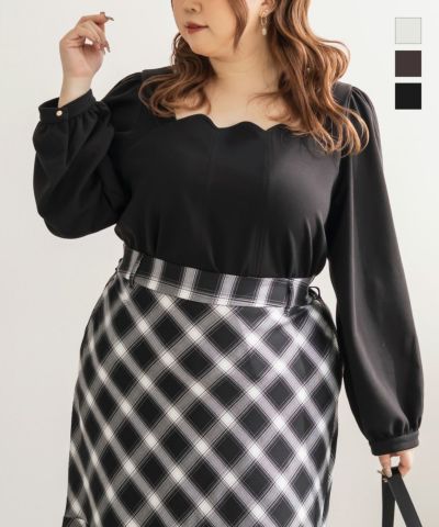 CLETTEオリジナルスカラップ襟長袖プルオーバー | 大きいサイズ