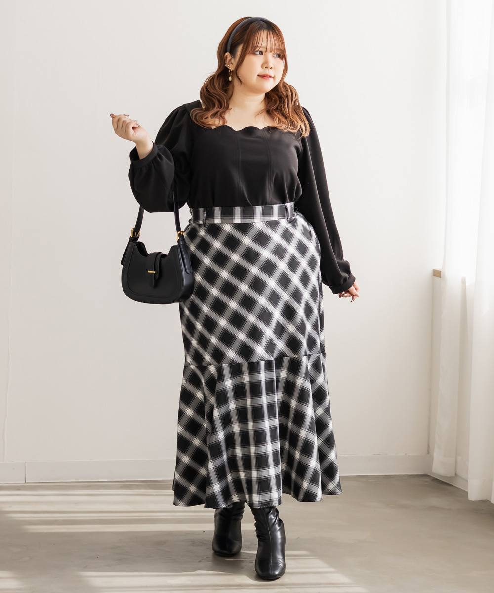 CLETTEオリジナルスカラップ襟長袖プルオーバー | 大きいサイズ