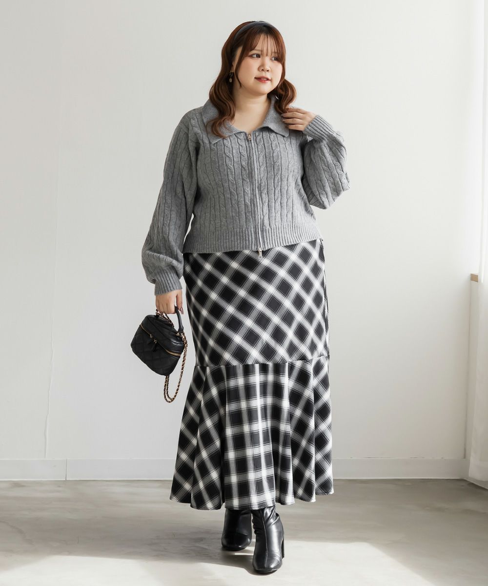 CLETTEオリジナルケーブル編み襟付きジップニット | 大きいサイズ