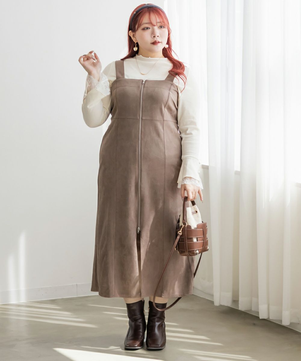 スエードポンチダブルジップジャンスカ | 大きいサイズ レディース専門