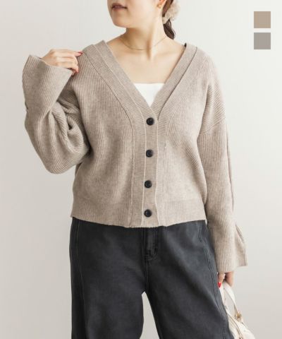 重ねリブVネックカーディガン | 大きいサイズ レディース専門店 CLETTE