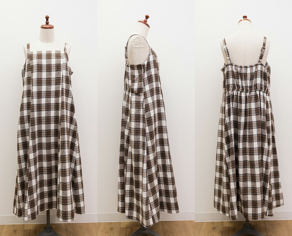 CLETTEオリジナルフェイクウールチェック柄ジャンスカワンピース
