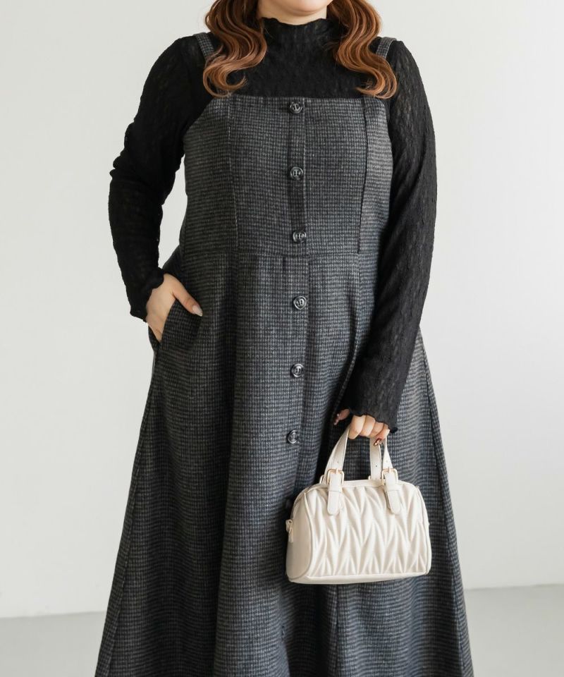 CLETTEオリジナル千鳥柄ジャンスカワンピース | 大きいサイズ