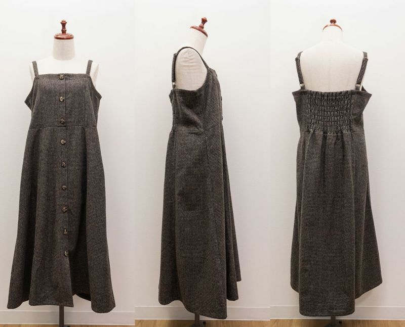 大きいサイズ/レディース/LL/3L/4L/CLETTEオリジナル千鳥柄ジャンスカワンピース CLETTEオリジナル千鳥柄ジャンスカワンピース | 大きいサイズ