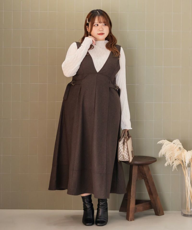 大きいサイズ/レディース/LL/3L/4L/CLETTEオリジナルサイドベルトジャンスカワンピース CLETTEオリジナルサイドベルトジャンスカワンピース | 大きいサイズ