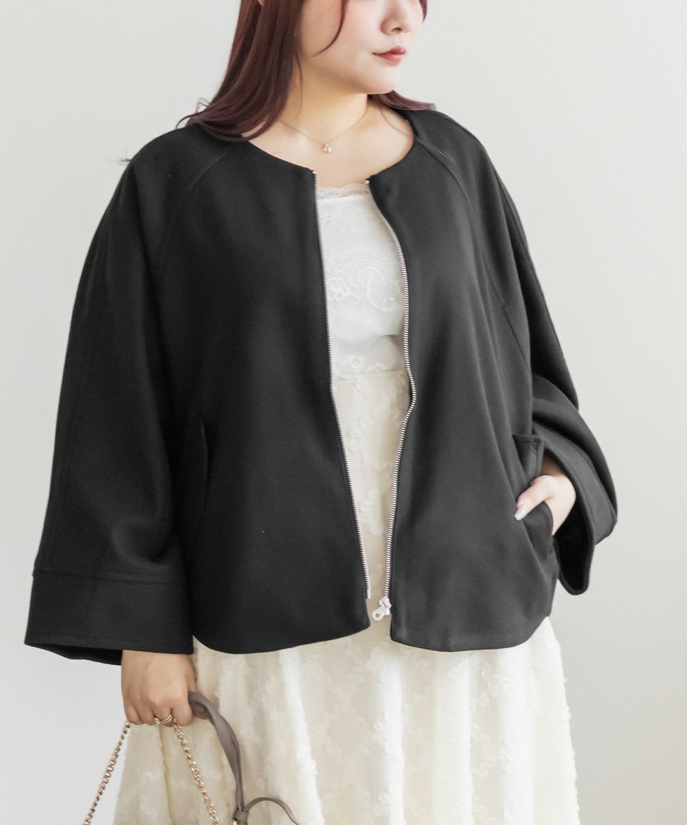 フェイクウールドルマンスリーブコート | 大きいサイズ レディース専門