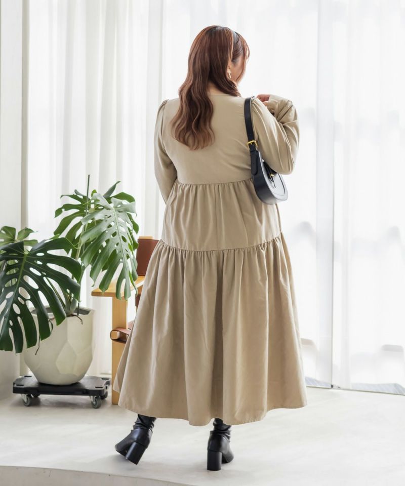 フロントジップティアードワンピース | 大きいサイズ レディース専門店