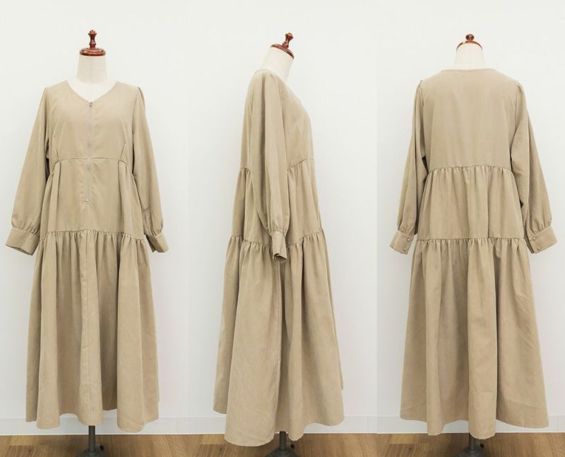 フロントジップティアードワンピース | 大きいサイズ レディース専門店