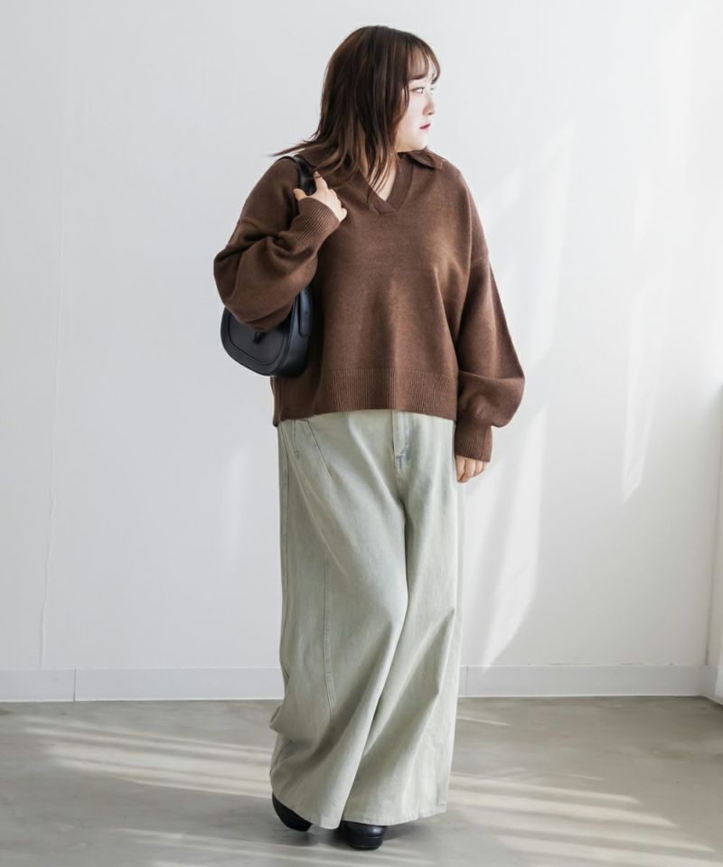 reddish brown スキッパーニット プルオーバー スキッパーニットプルオーバー b8a119019｜【アリノマ】大きいサイズの