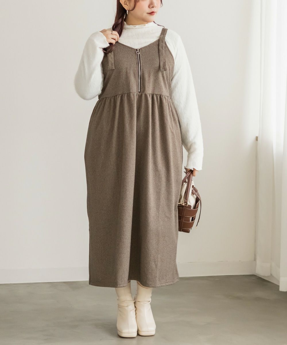 フロントジップ千鳥柄ワンピース | 大きいサイズ レディース専門店