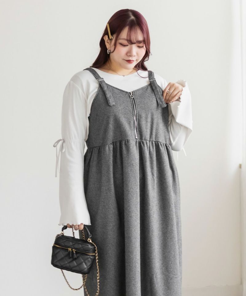 フロントジップ千鳥柄ワンピース | 大きいサイズ レディース専門店