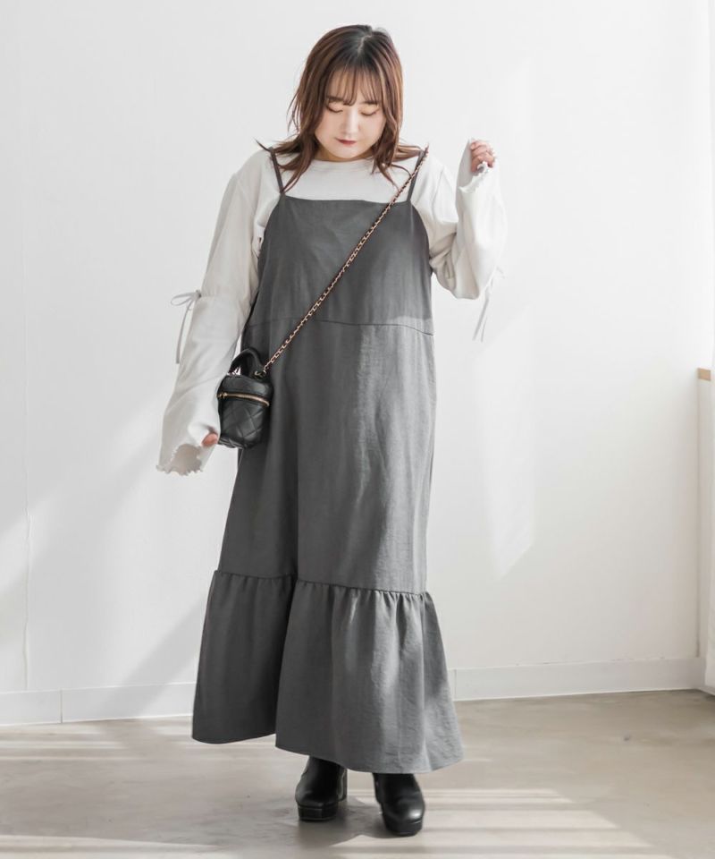 裾フレアスエードキャミワンピース | 大きいサイズ レディース専門店