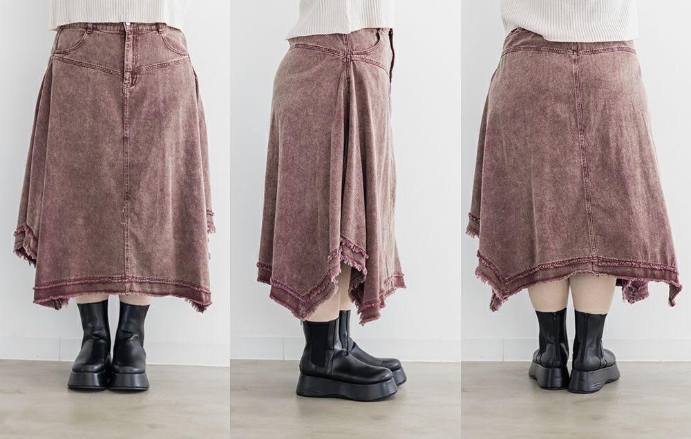 フリンジデザインイレヘムミディスカート | 大きいサイズ レディース