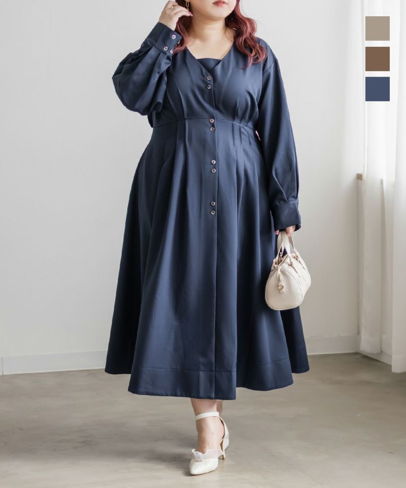 美品 ☆ CELFORD メタルボタンタックシャツワンピース ブルー 38