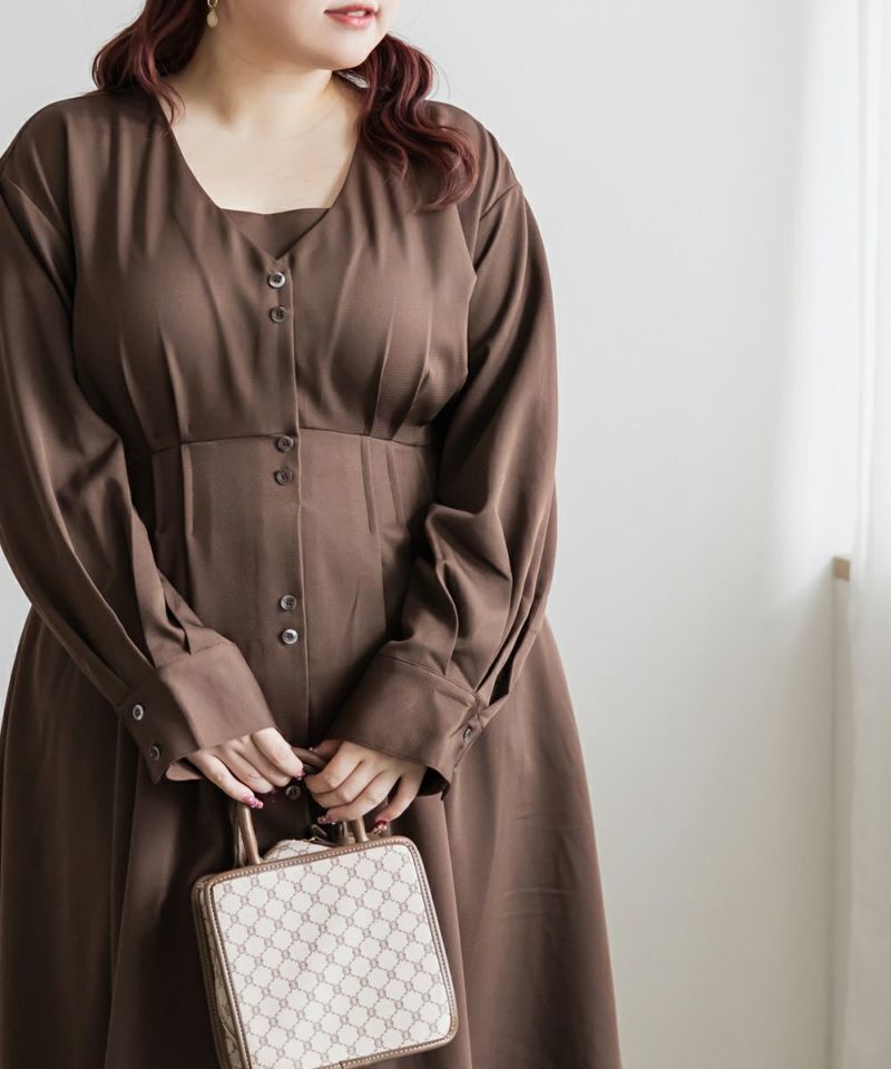 大きいサイズ/レディース/LL/3L/4L/CLETTEオリジナルウエストタックシャツワンピース CLETTEオリジナルウエストタックシャツワンピース | 大きいサイズ