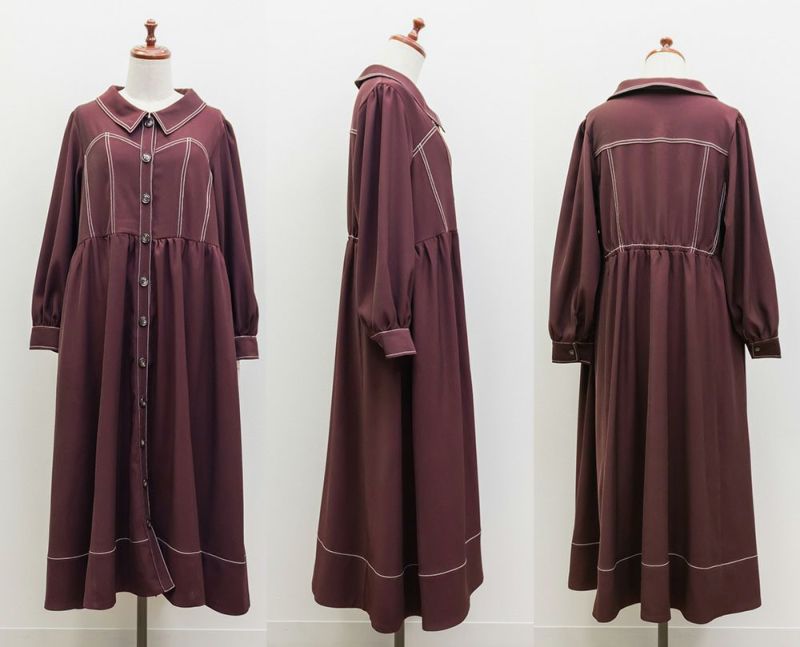 CLETTEオリジナル配色ステッチシャツワンピース | 大きいサイズ