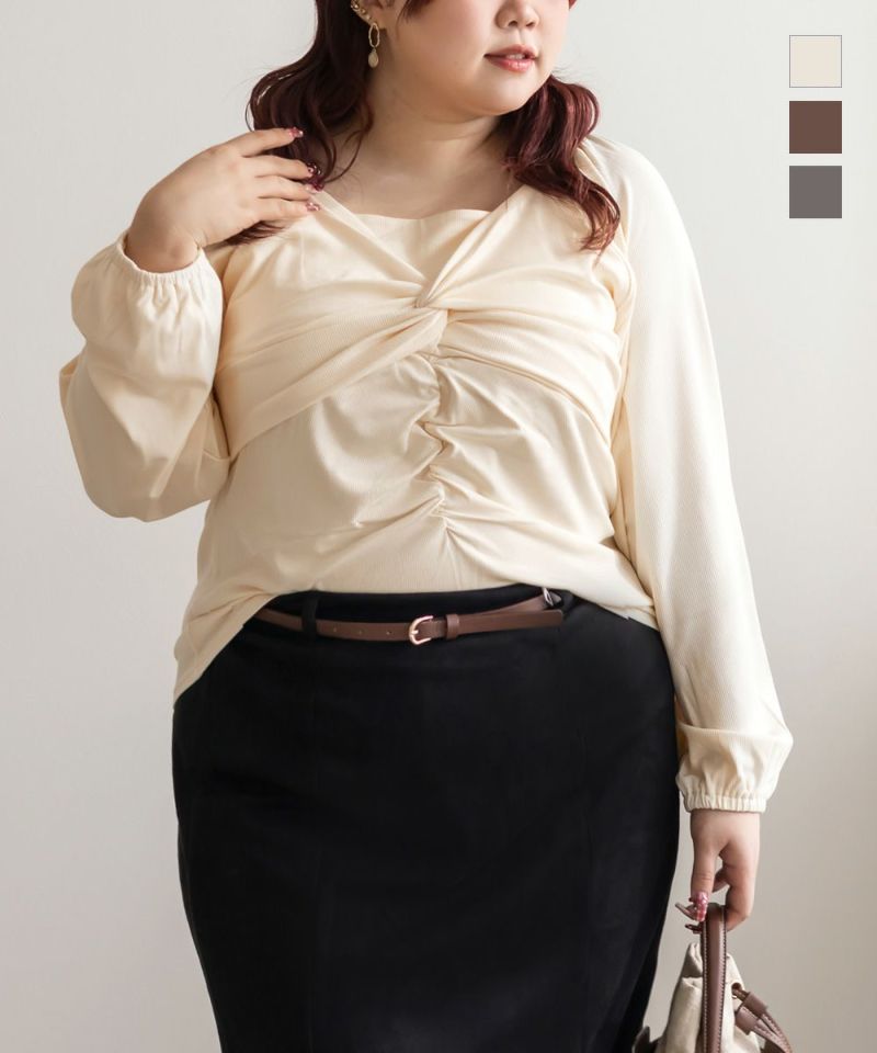 CLETTEオリジナルツイストギャザーカットソー | 大きいサイズ