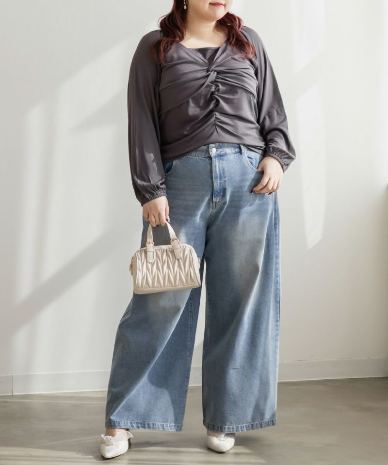 CLETTEオリジナルツイストギャザーカットソー | 大きいサイズ