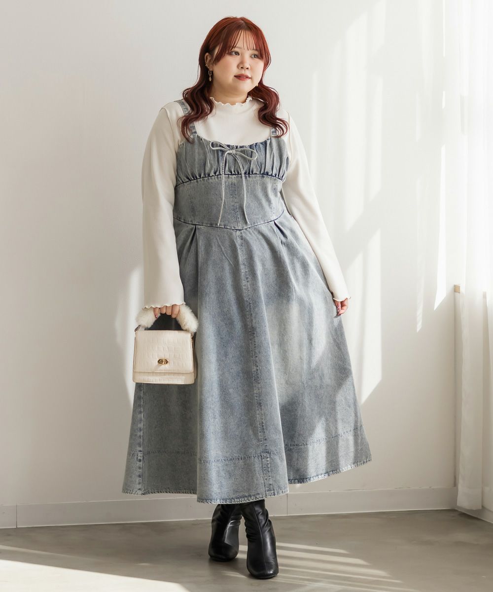 CLETTEオリジナルビスチェ風デニムワンピース | 大きいサイズ