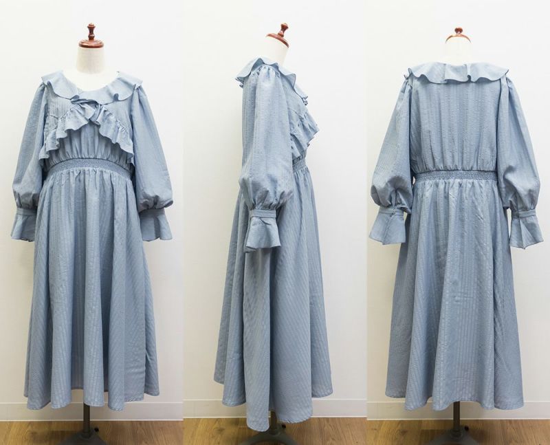 大きいサイズ/レディース/LL/3L/4L/CLETTEオリジナルクロスフリルデザインワンピース CLETTEオリジナルクロスフリルデザインワンピース | 大きいサイズ