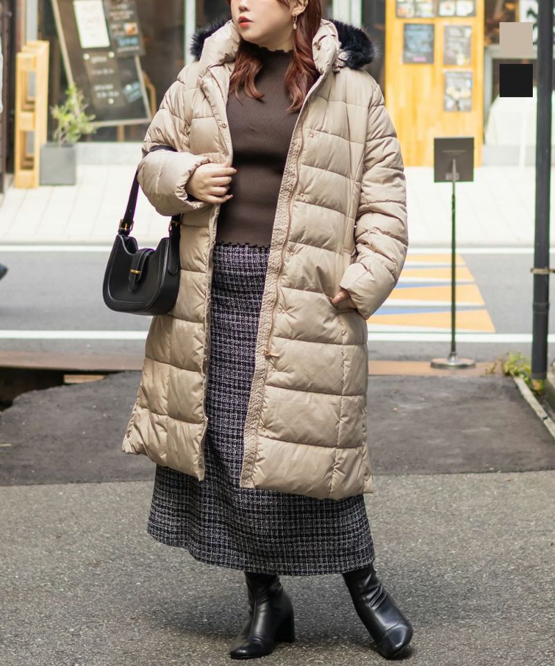 ファーフード付きロングコート | 大きいサイズ レディース専門店