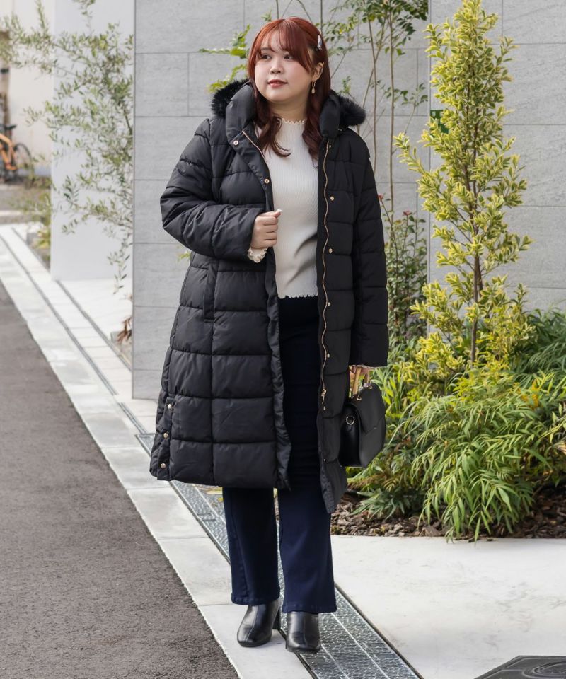 ファーフード付きロングコート | 大きいサイズ レディース専門店