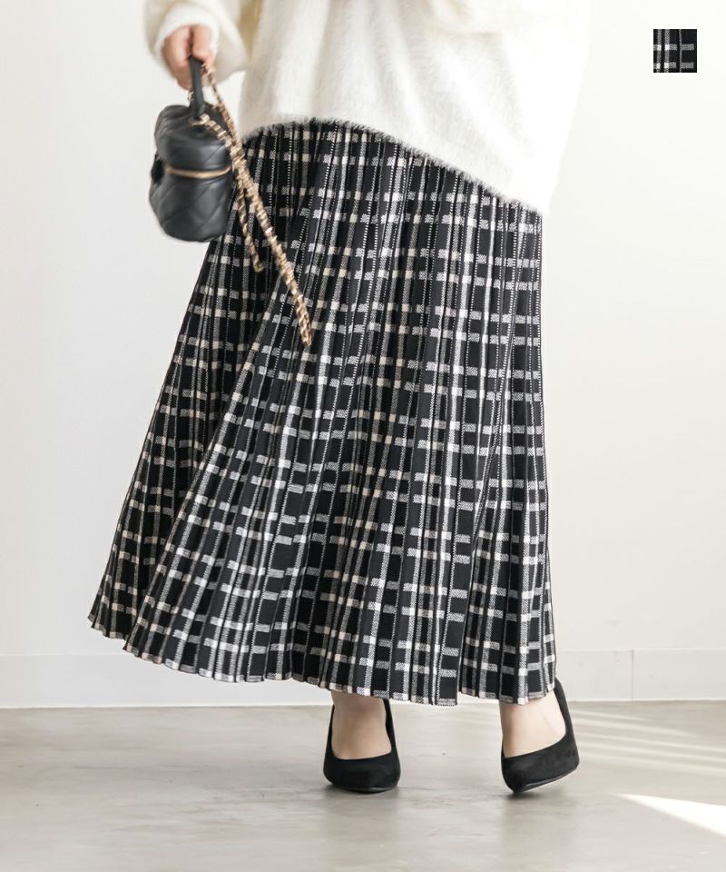 チェック柄プリーツニットスカート | 大きいサイズ レディース専門店