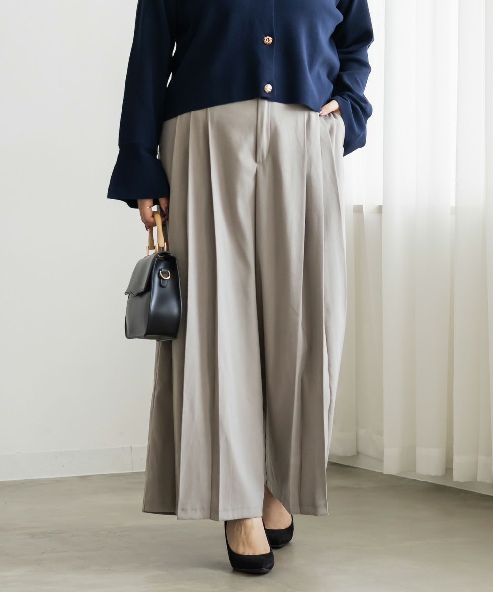 プリーツデザインワイドパンツ | 大きいサイズ レディース専門店