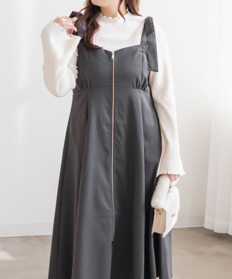 CLETTEオリジナフロントジップ千鳥柄ワンピース | 大きいサイズ