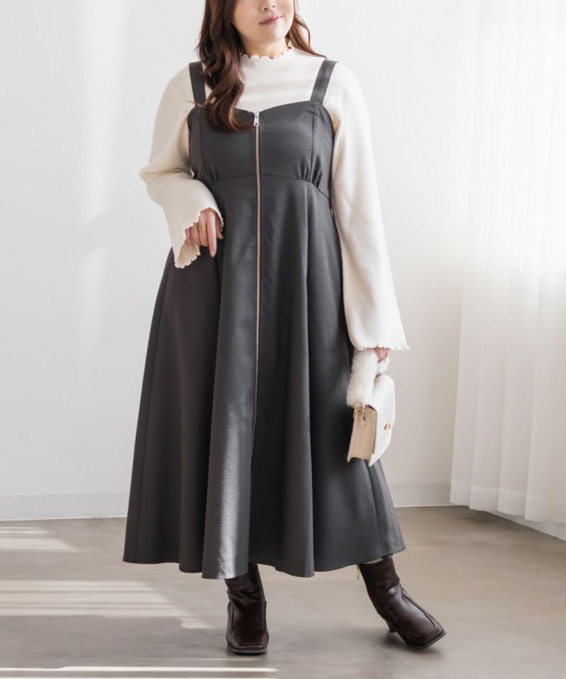 CLETTEオリジナフロントジップ千鳥柄ワンピース | 大きいサイズ