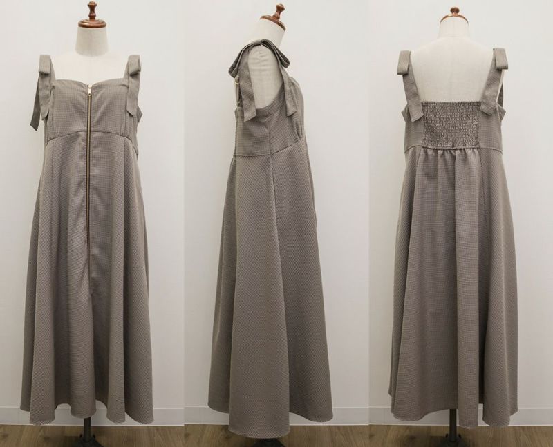 CLETTEオリジナフロントジップ千鳥柄ワンピース | 大きいサイズ