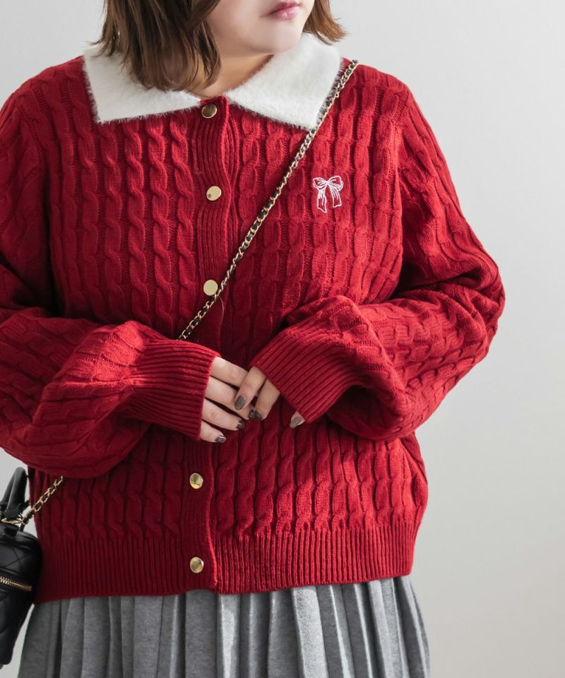 GOOD ENOUGH グレー/レッド カーディガン GOOD ENOUGH グレー/レッド カーディガン