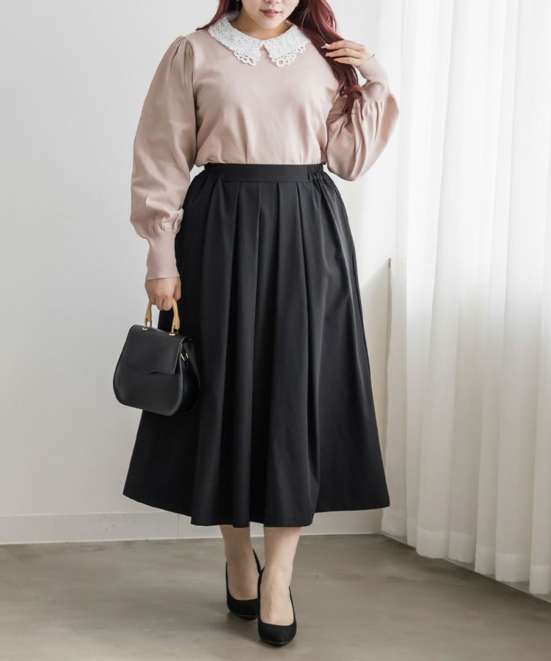 BREAK OUT シーガル ブラック(レディース) タックフレアスカート | 大きいサイズ レディース専門店 CLETTE