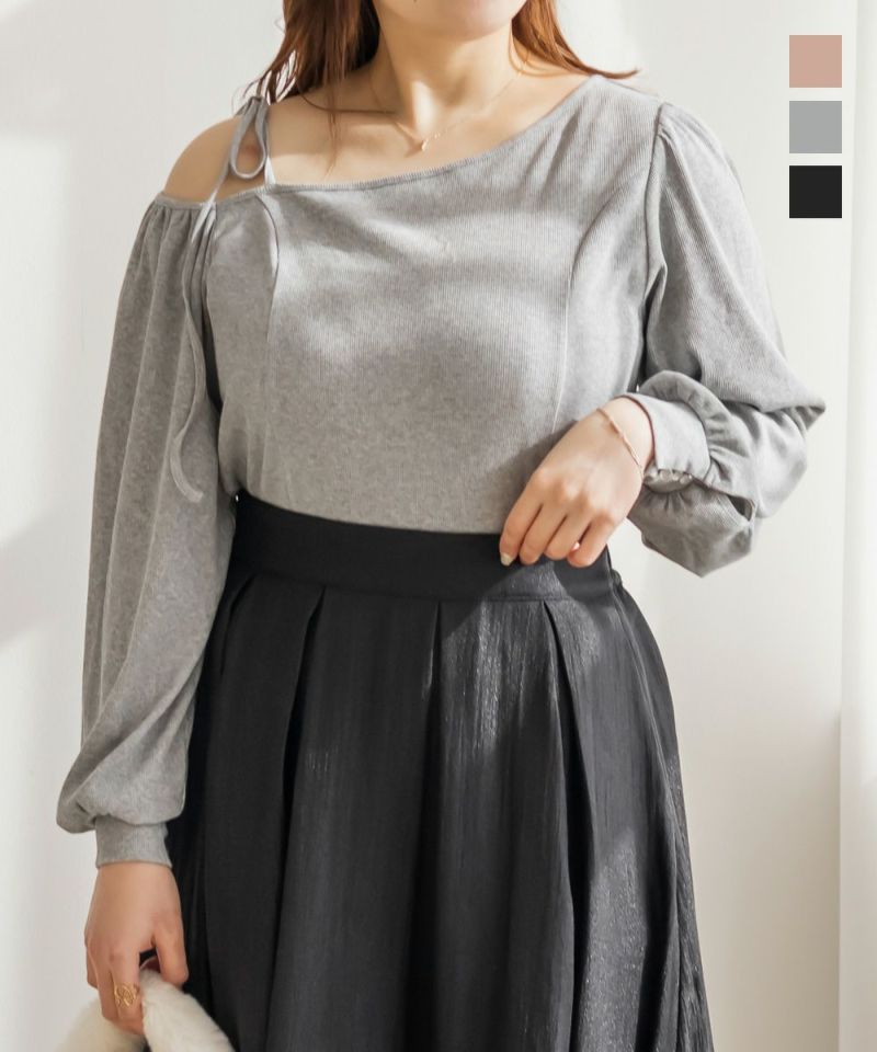 CLETTEオリジナルアシメネックリブトップス | 大きいサイズ レディース