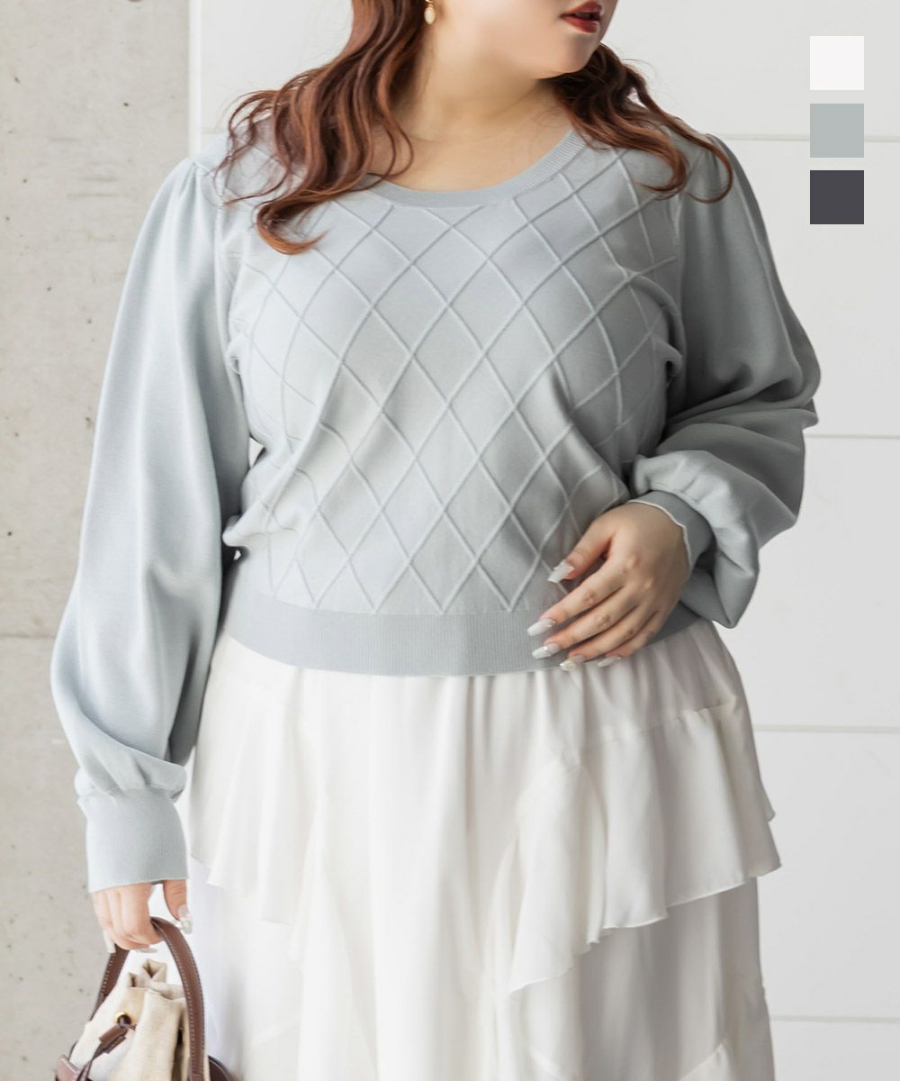 CLETTEオリジナルダイヤ柄編みニット | 大きいサイズ レディース専門店