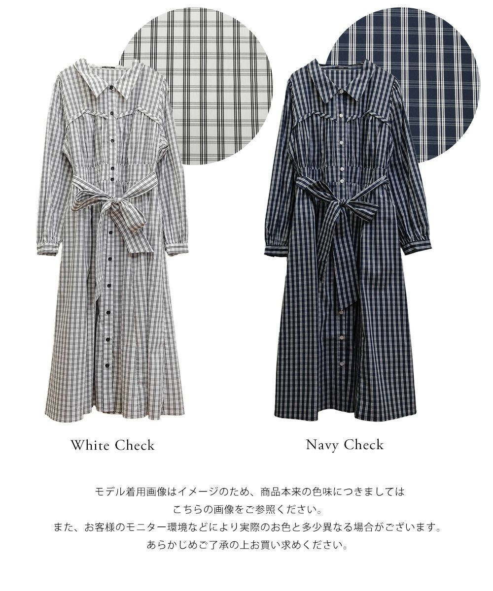 CLETTEオリジナルビスチェ風切替チェック柄シャツワンピース | 大きい
