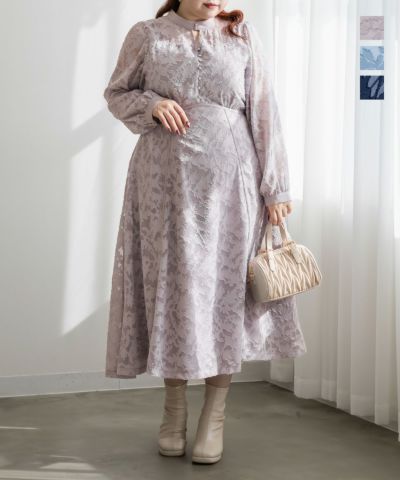 CLETTEオリジナルパイピングデザインシアー花柄ワンピース | 大きい