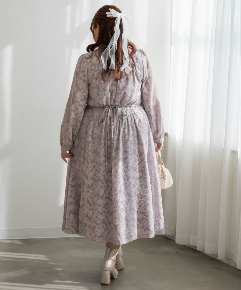 CLETTEオリジナルパイピングデザインシアー花柄ワンピース | 大きい