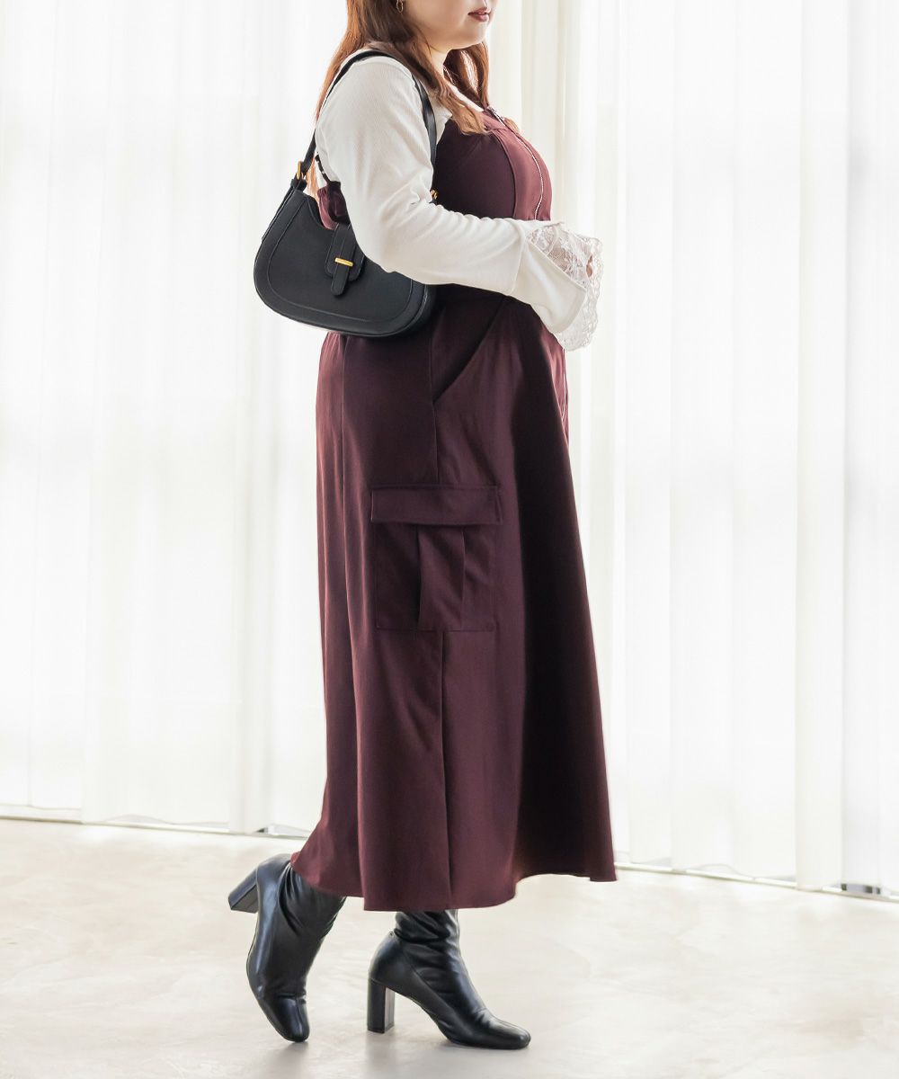 CLETTEオリジナルフロントジップ2WAYベルトワンピース | 大きいサイズ