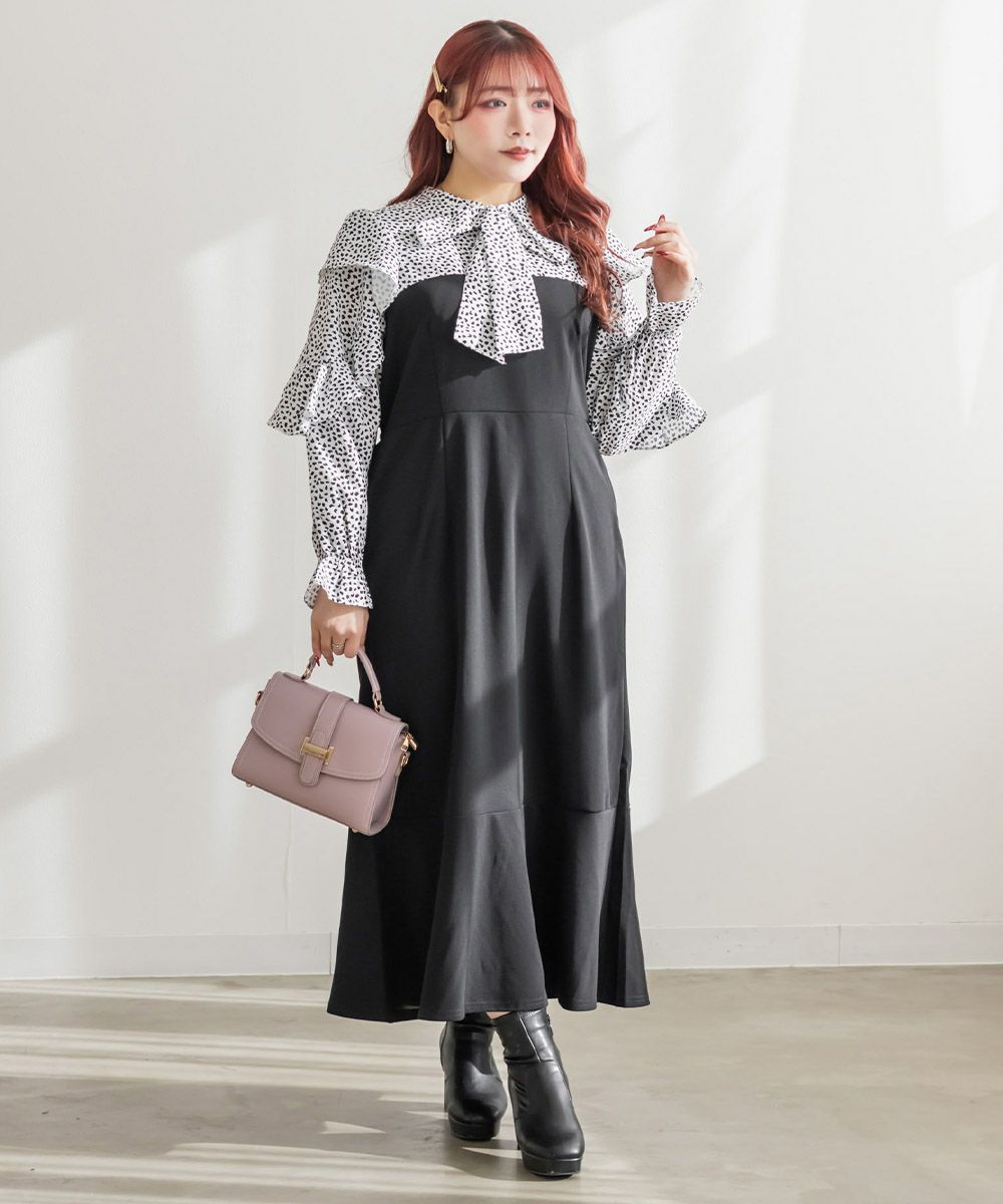 アニマル柄ドッキングリボンタイワンピース | 大きいサイズ レディース