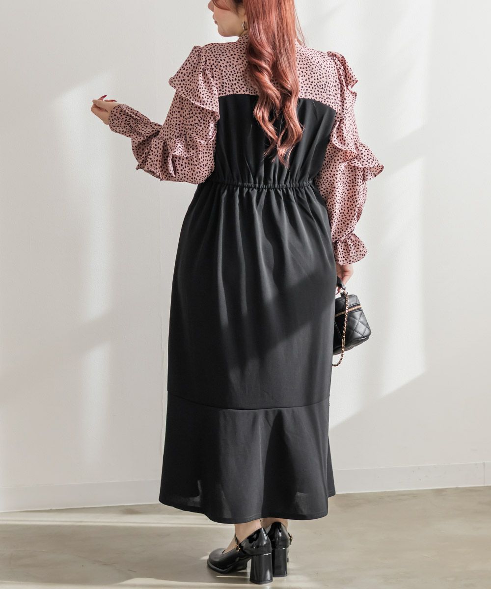 アニマル柄ドッキングリボンタイワンピース | 大きいサイズ レディース