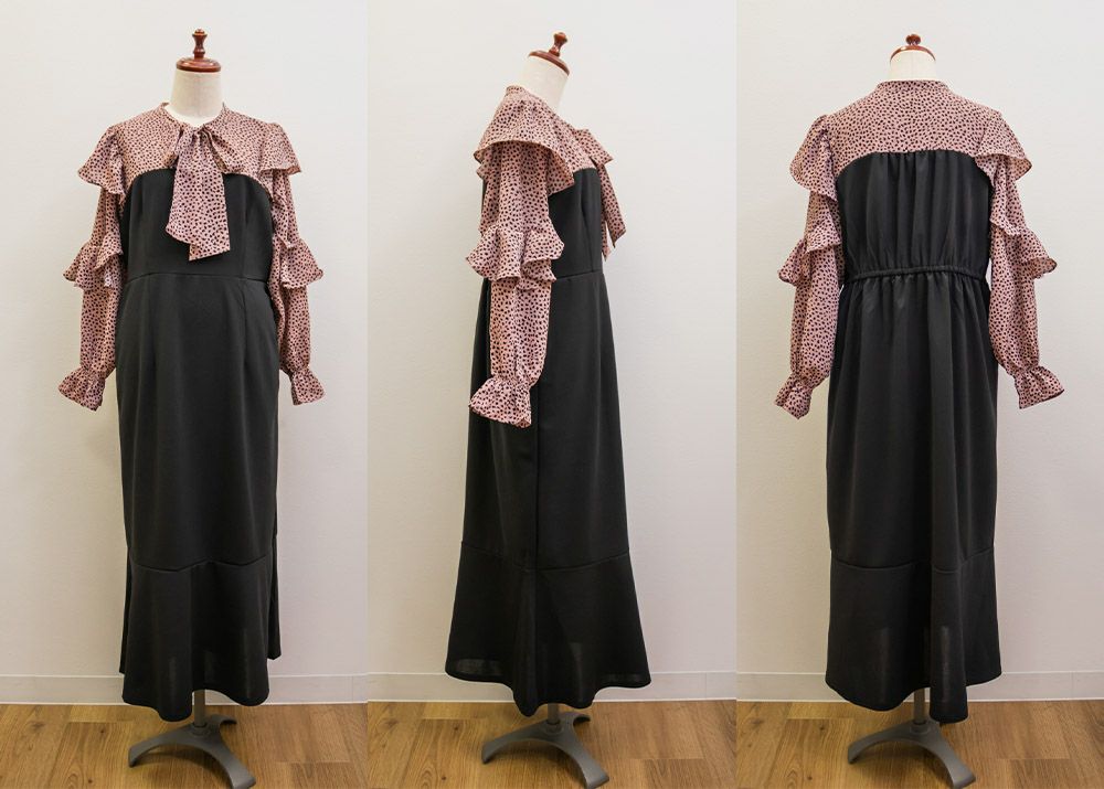 アニマル柄ドッキングリボンタイワンピース | 大きいサイズ レディース