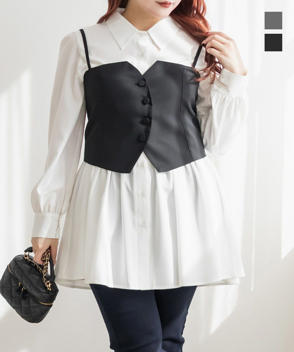 ビスチェ＆チュニックシャツセット | 大きいサイズ レディース専門店