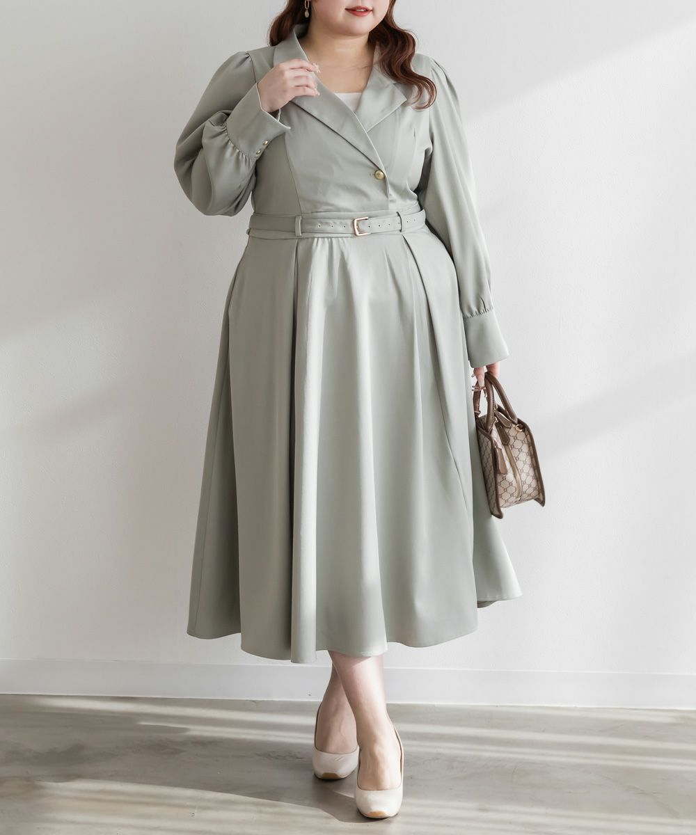 CLETTEオリジナルベルト付き開襟シャツ風ワンピース | 大きいサイズ