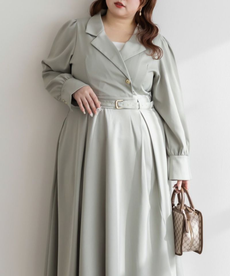 CLETTEオリジナルベルト付き開襟シャツ風ワンピース | 大きいサイズ