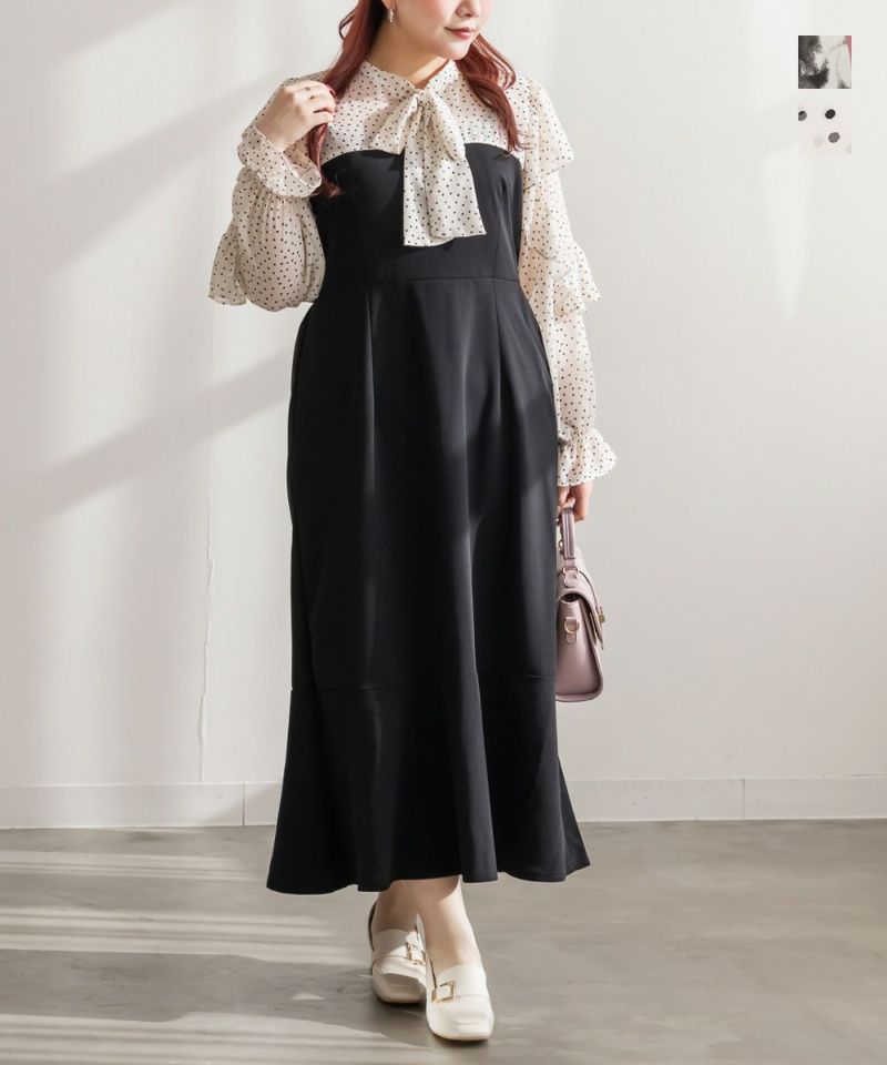 ドッキングリボンタイワンピース | 大きいサイズ レディース専門店