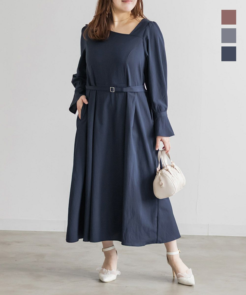 CLETTEオリジナルデザインネックベルト付きワンピース | 大きいサイズ