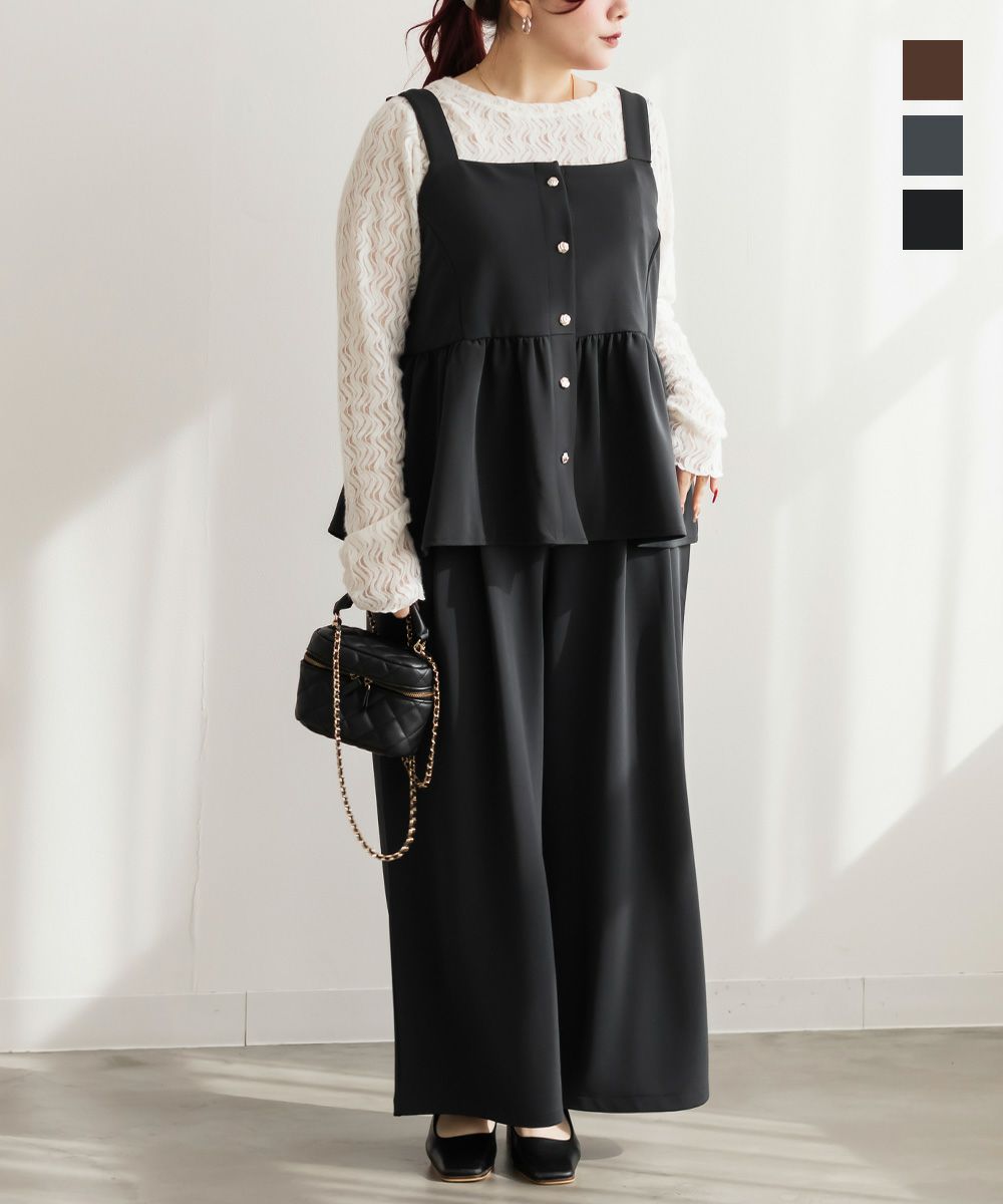 CLETTEオリジナルリップルビスチェ＆ワイドパンツセットアップ