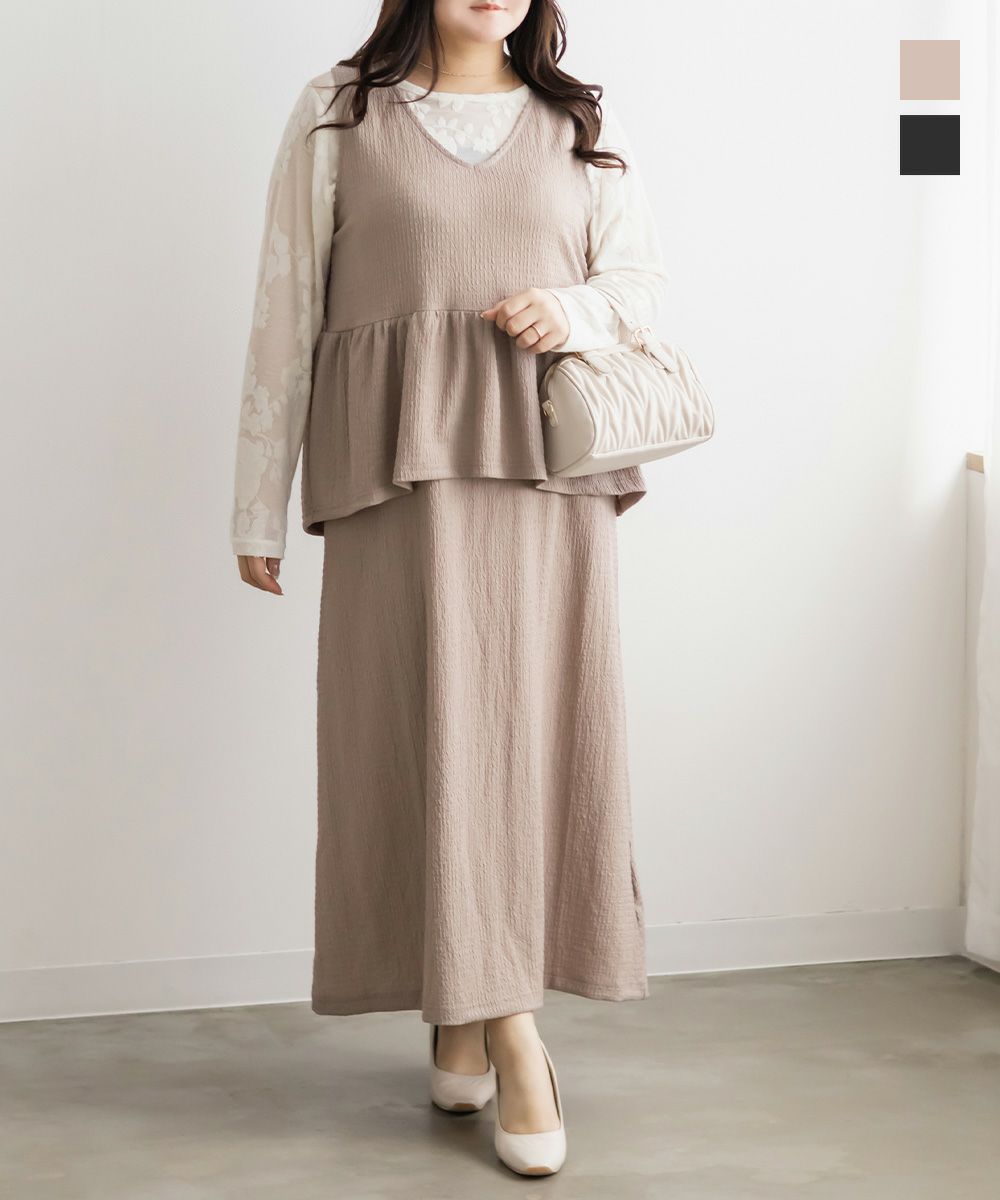 ペプラムジャンスカワンピース | 大きいサイズ レディース専門店
