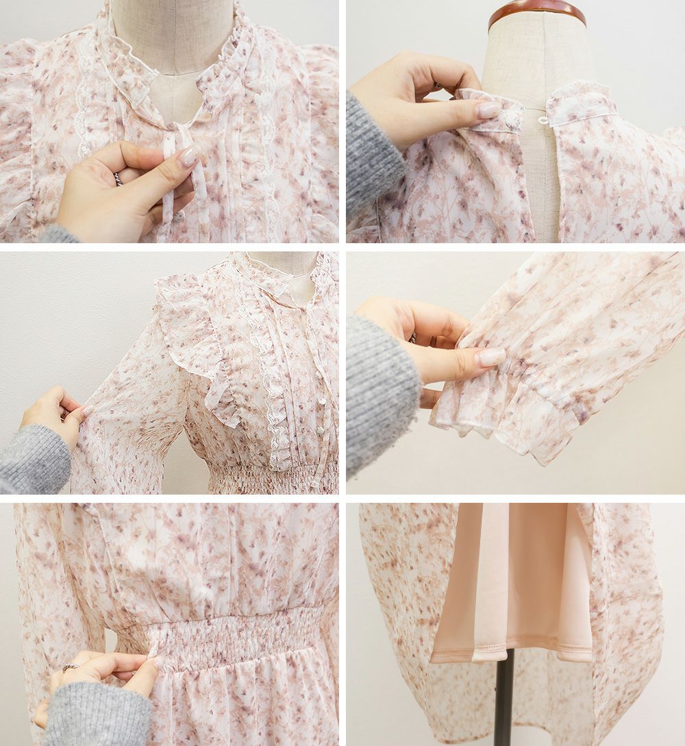 花柄フリルシフォンワンピース | 大きいサイズ レディース専門店